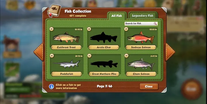 Fishing World: caderno Fish Collection com seis espécies por página, pesos registados e silhuetas por descobrir